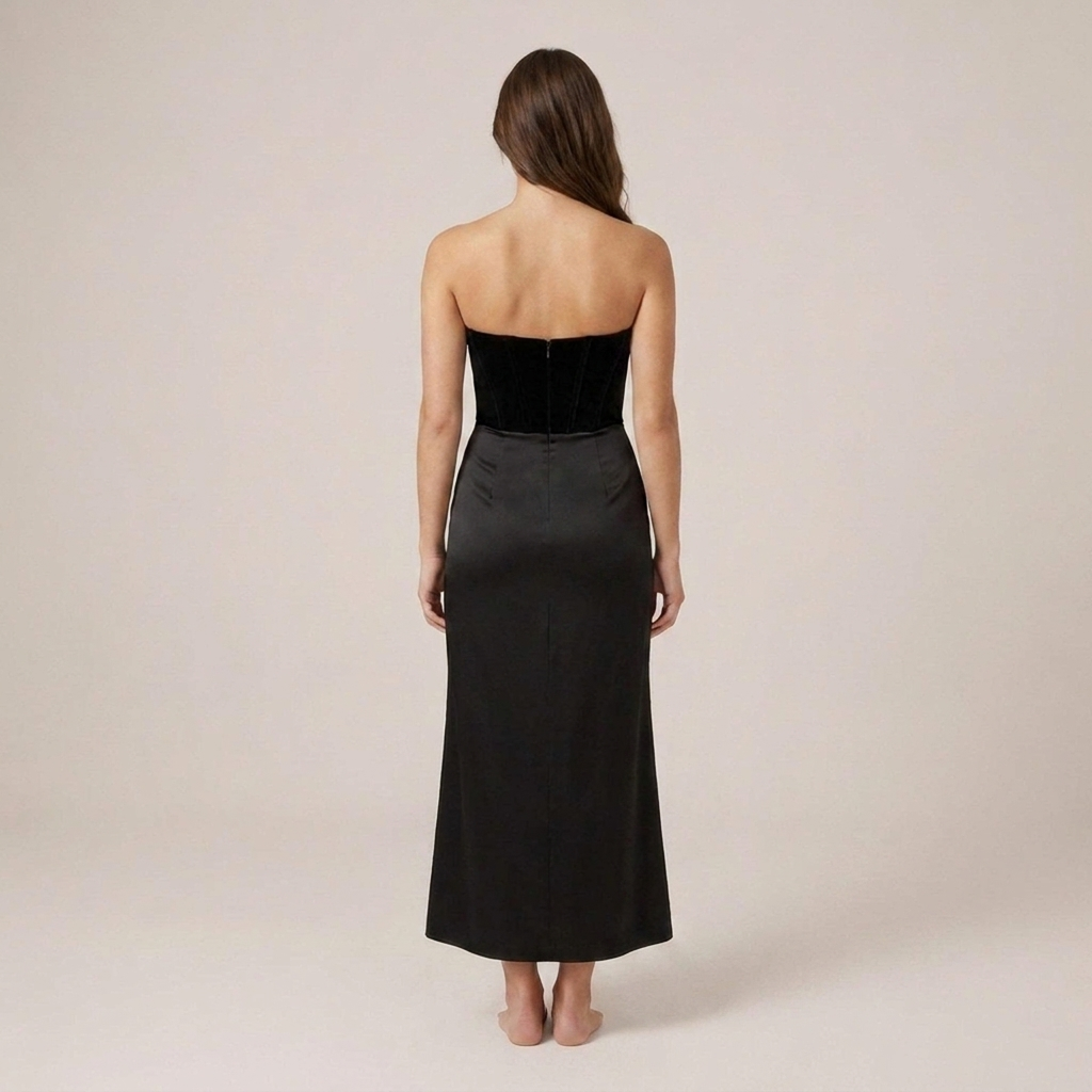 Belinda | Damen Korsagenoberteil Bodenlanges Abendkleid