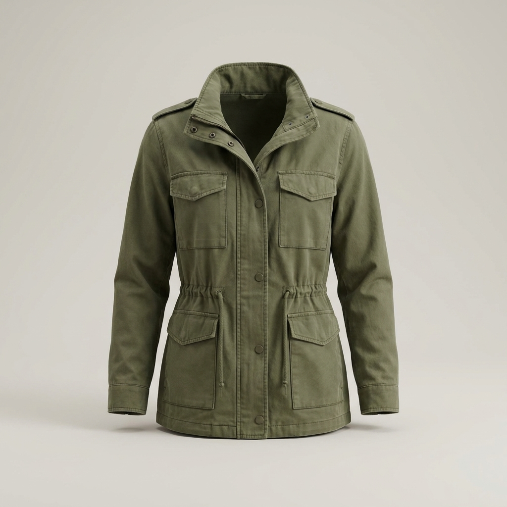 Ermengard | Damen Utility mit Kapuze, Brusttaschen und Taillenzug Jacke