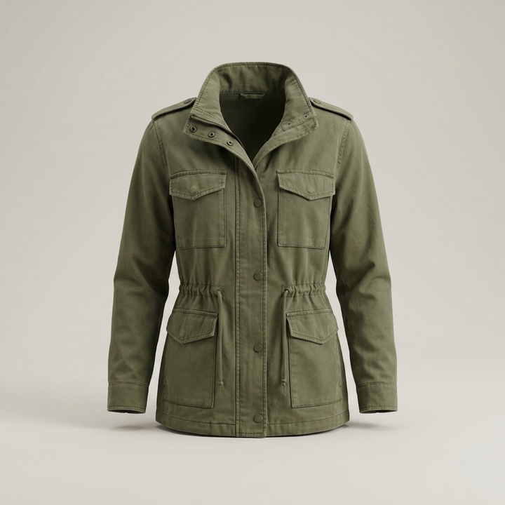 Ermengard | Damen Utility mit Kapuze, Brusttaschen und Taillenzug Jacke