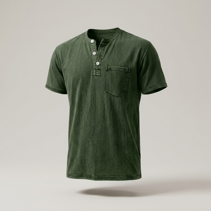 Eric | Herren Kurzarmhemd mit Brusttasche Henleyshirt