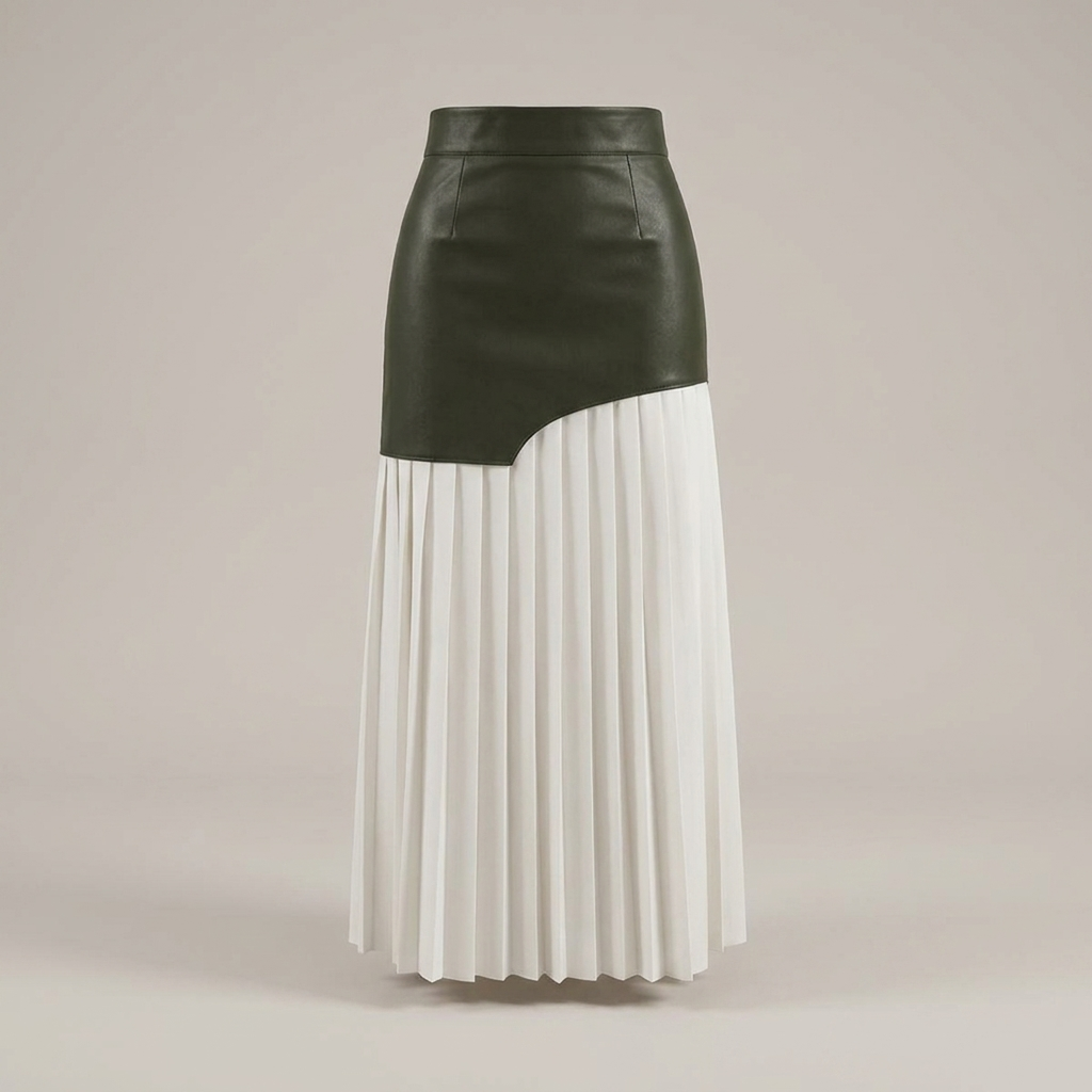 Franka | Damen Asymmetrisch Plissee Maxirock