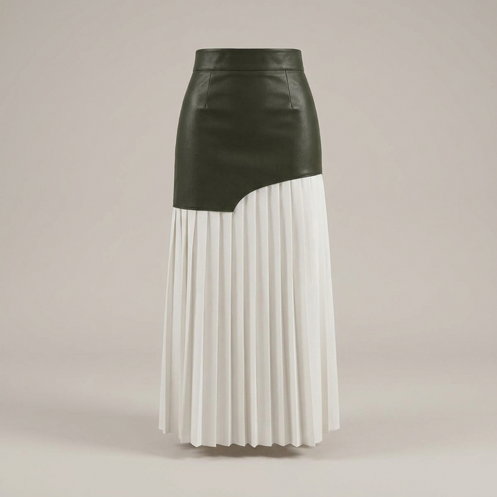 Franka | Damen Asymmetrisch Plissee Maxirock
