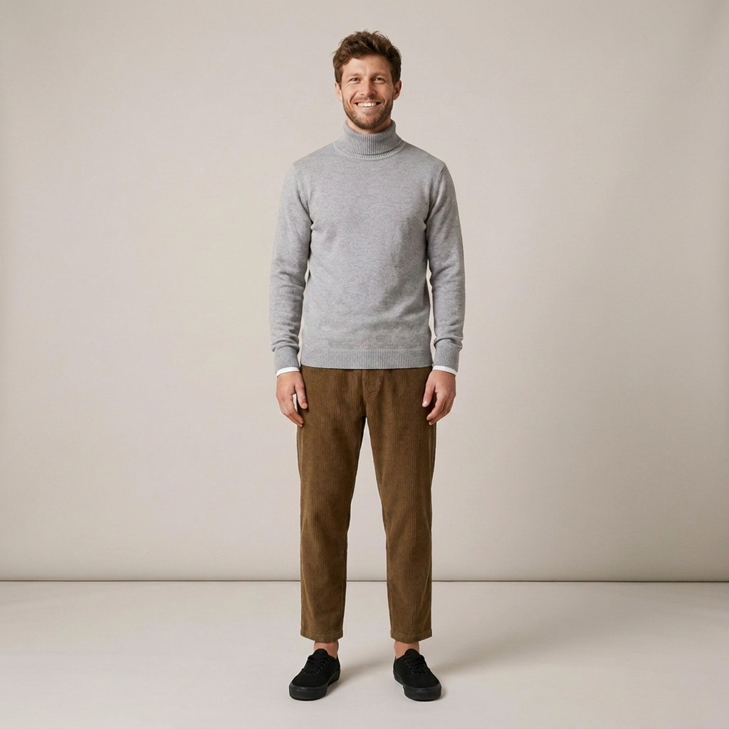 Arnold | Herren Klassischer Gerippter Rollkragenpullover