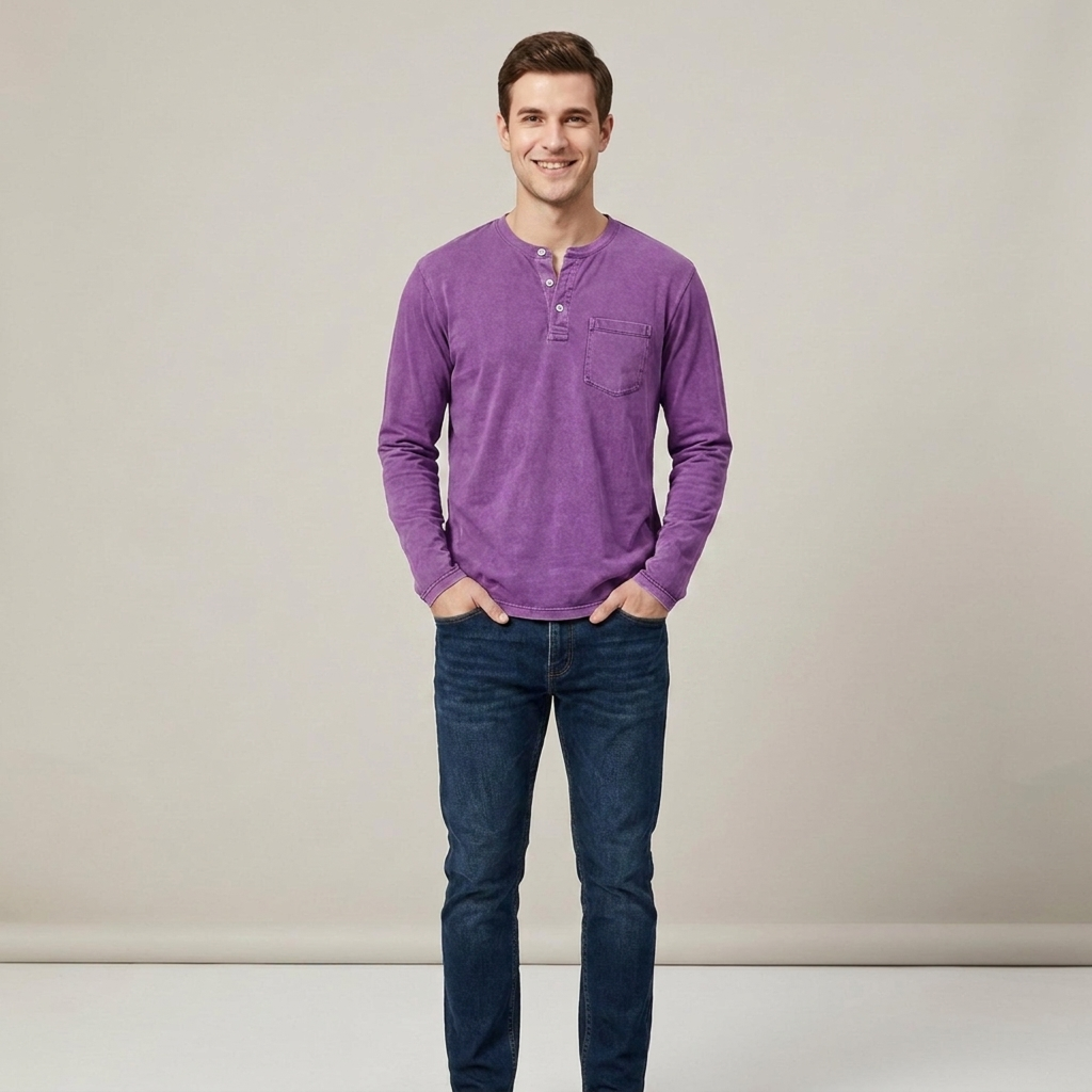 Eric | Herren Kurzarmhemd mit Brusttasche Henleyshirt