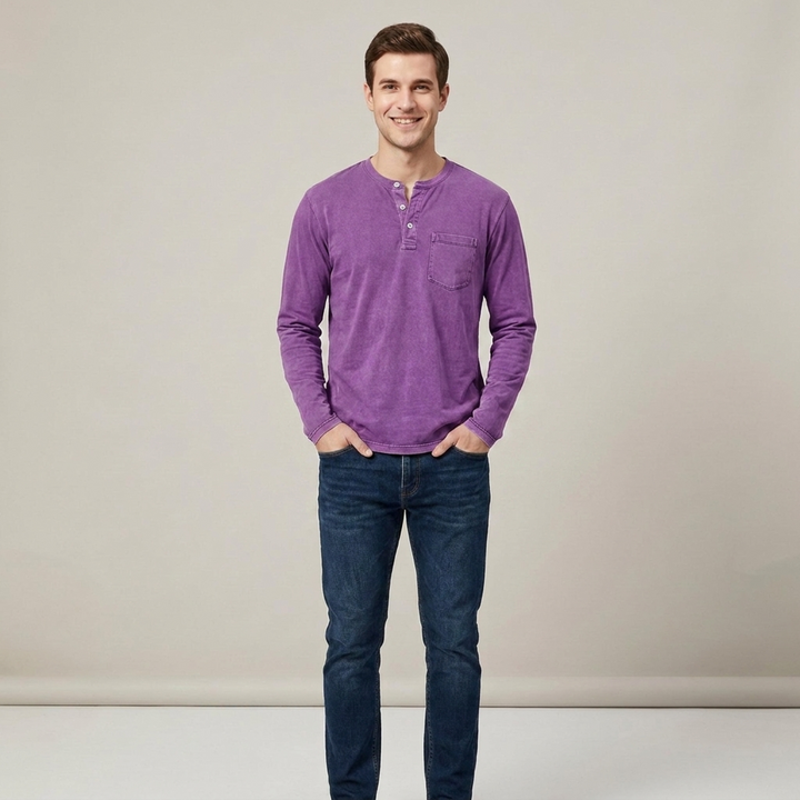 Eric | Herren Kurzarmhemd mit Brusttasche Henleyshirt