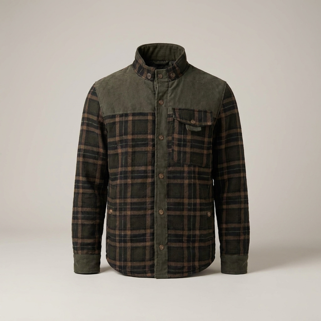 Fiete | Herren Karomuster Knopf Hemdjacke