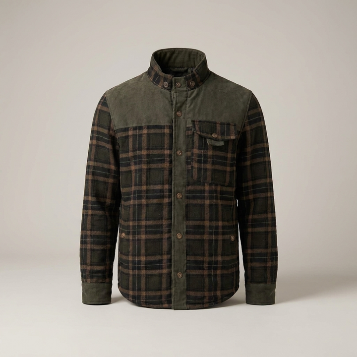 Fiete | Herren Karomuster Knopf Hemdjacke