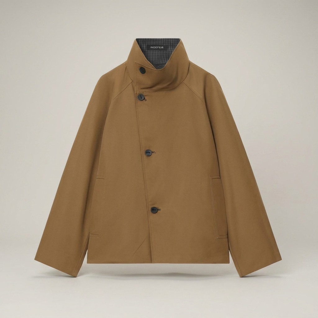 Odilie | Damen Kurzjacke mit Stehkragen und asymmetrischer Knopfleiste