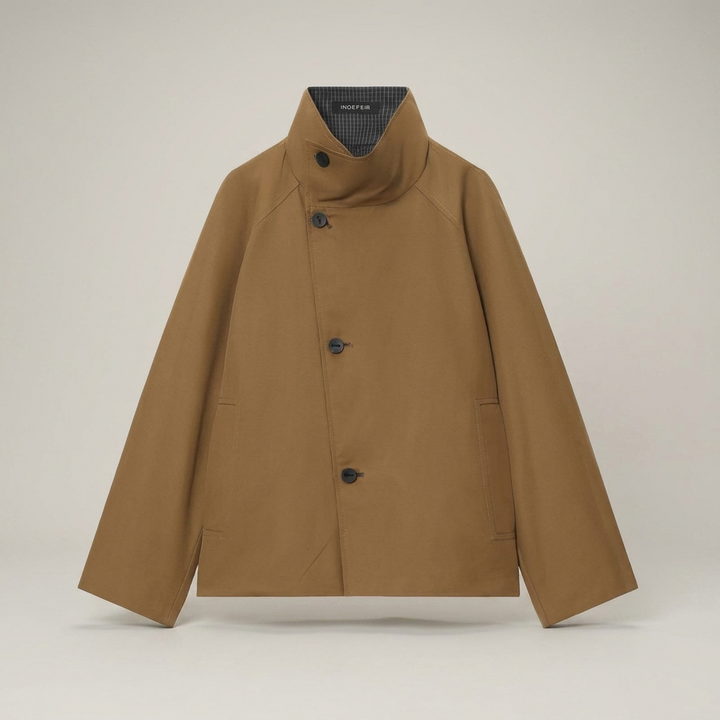 Odilie | Damen Kurzjacke mit Stehkragen und asymmetrischer Knopfleiste