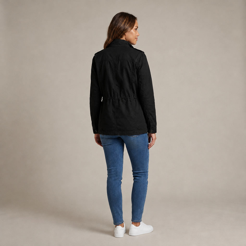 Ermengard | Damen Utility mit Kapuze, Brusttaschen und Taillenzug Jacke