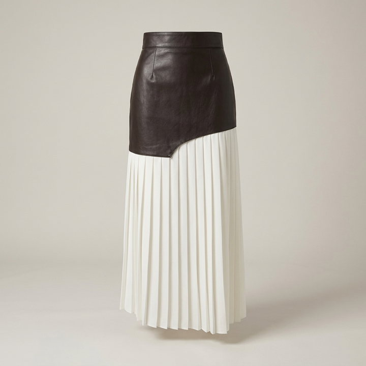 Franka | Damen Asymmetrisch Plissee Maxirock