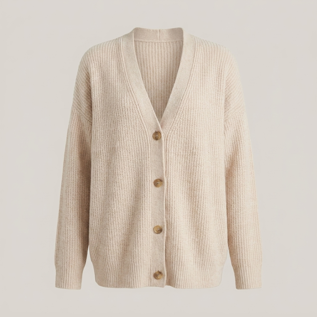 Caroline | Damen Oversize Rippstrick Strickjacke