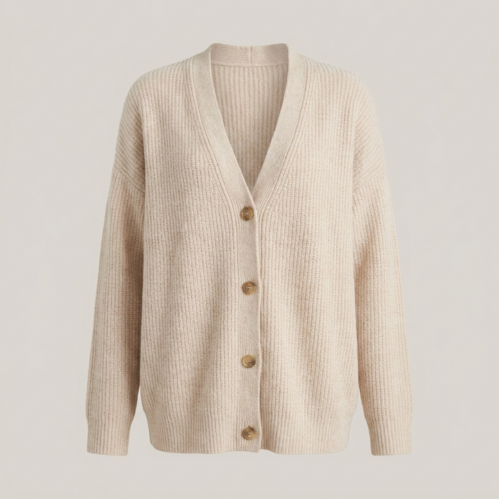 Caroline | Damen Oversize Rippstrick Strickjacke
