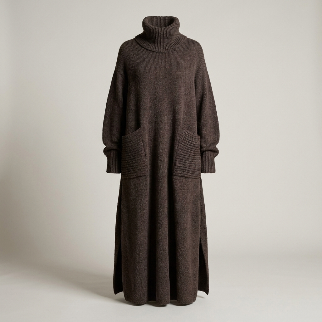 Almut | Damen Oversize Rollkragen Strickkleid
