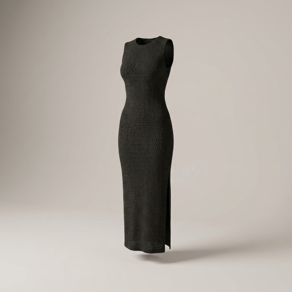 Gudrun | Damen Strickkleid mit Seitenschlitz Maxikleid