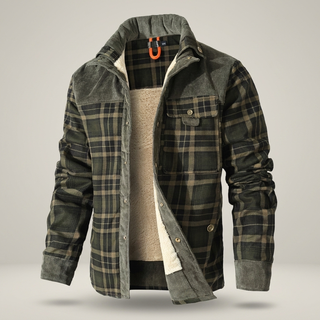 Zacharias | Herrenjacke Kariert mit Teddyfutter Hemdjacke