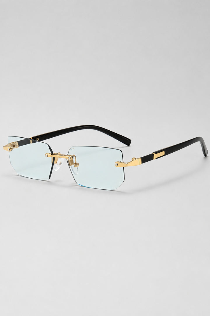 Herrenbrille im randlosen Stil | Getönte rechteckige Gläser und Vintage-Look