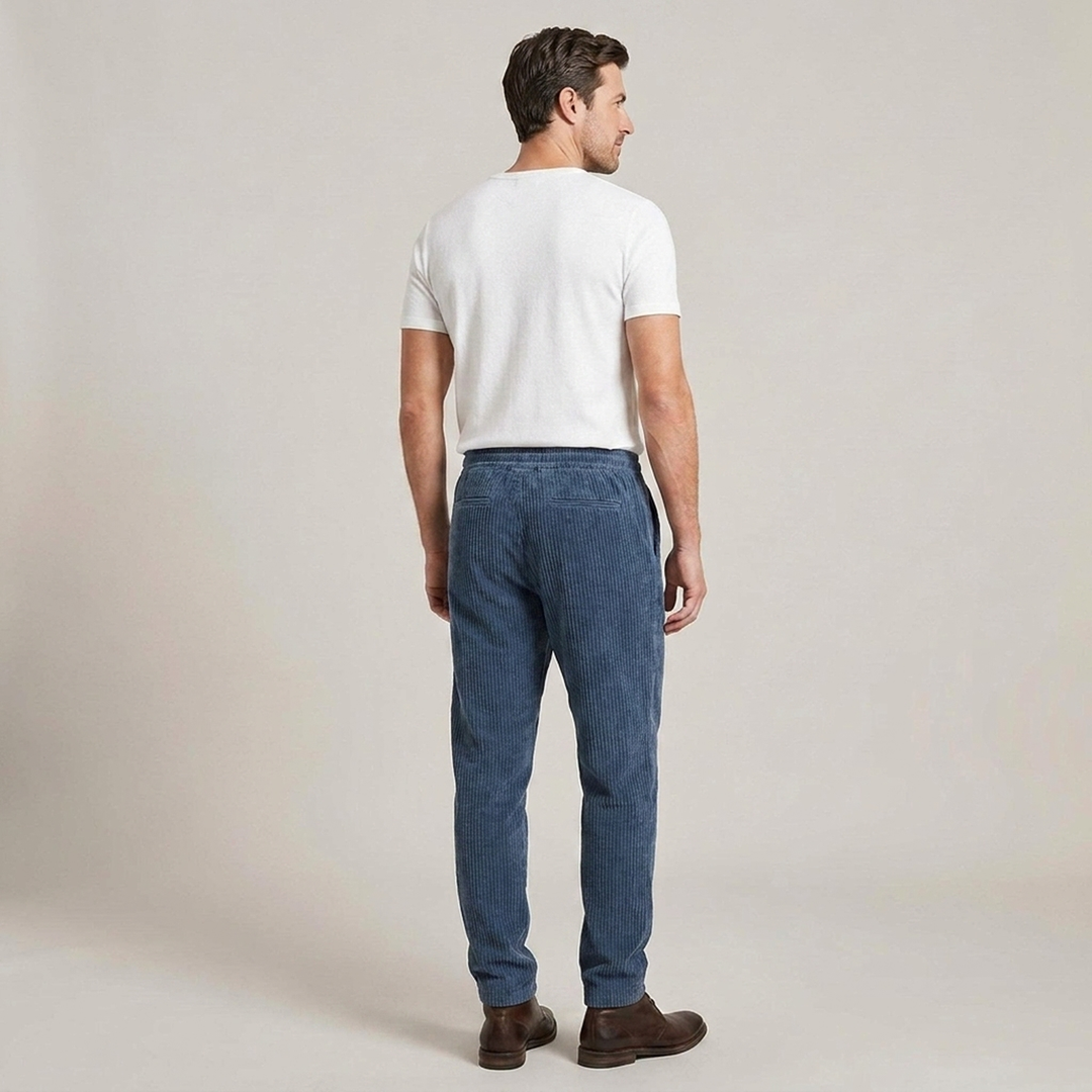 Zeno | Herren Gerippte Freizeithose mit Kordelzug