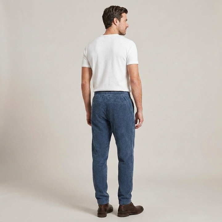 Zeno | Herren Gerippte Freizeithose mit Kordelzug