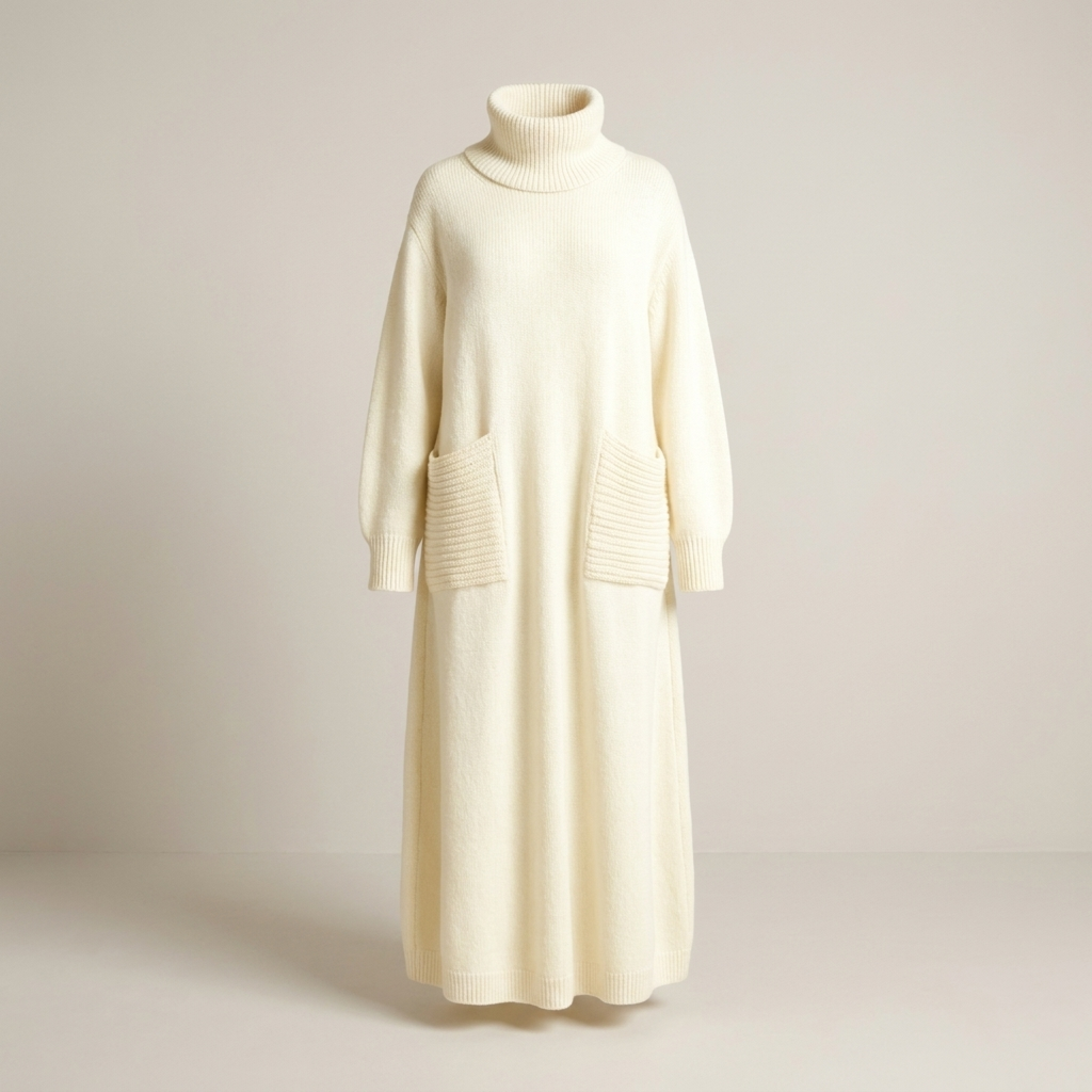 Almut | Damen Oversize Rollkragen Strickkleid