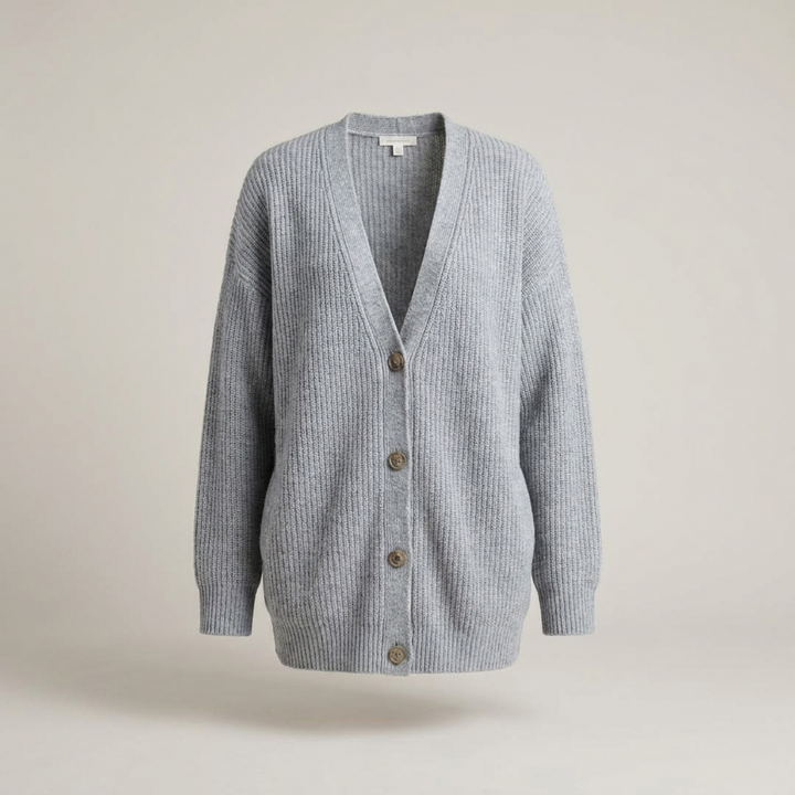 Caroline | Damen Oversize Rippstrick Strickjacke