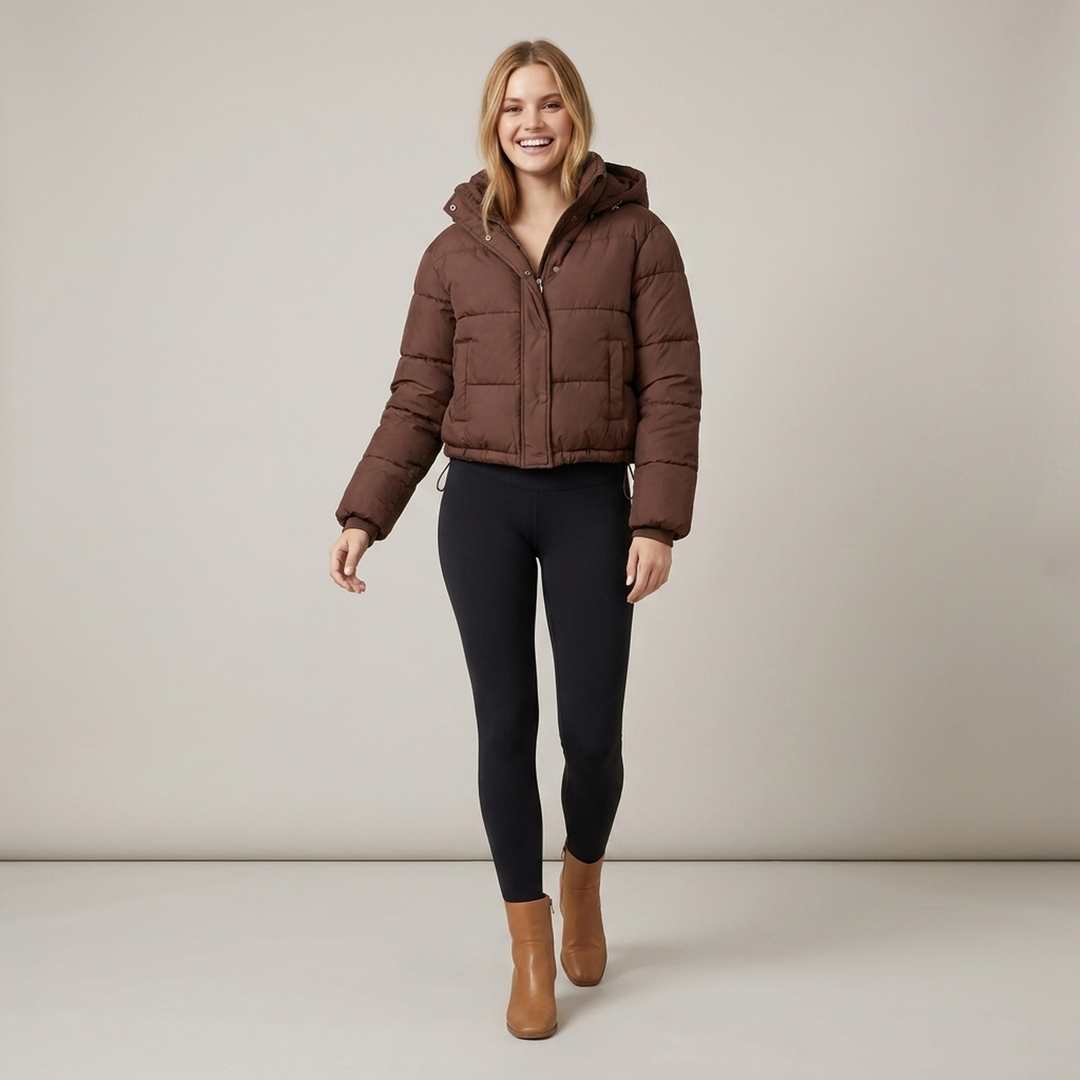 Alheidis | Damen Kurzjacke mit Kapuze und Steppung Steppjacke