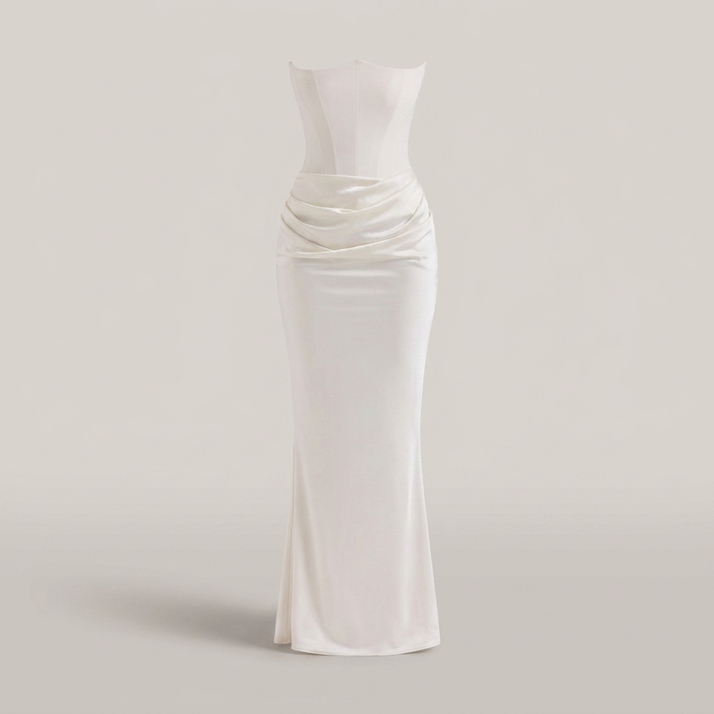 Belinda | Damen Korsagenoberteil Bodenlanges Abendkleid