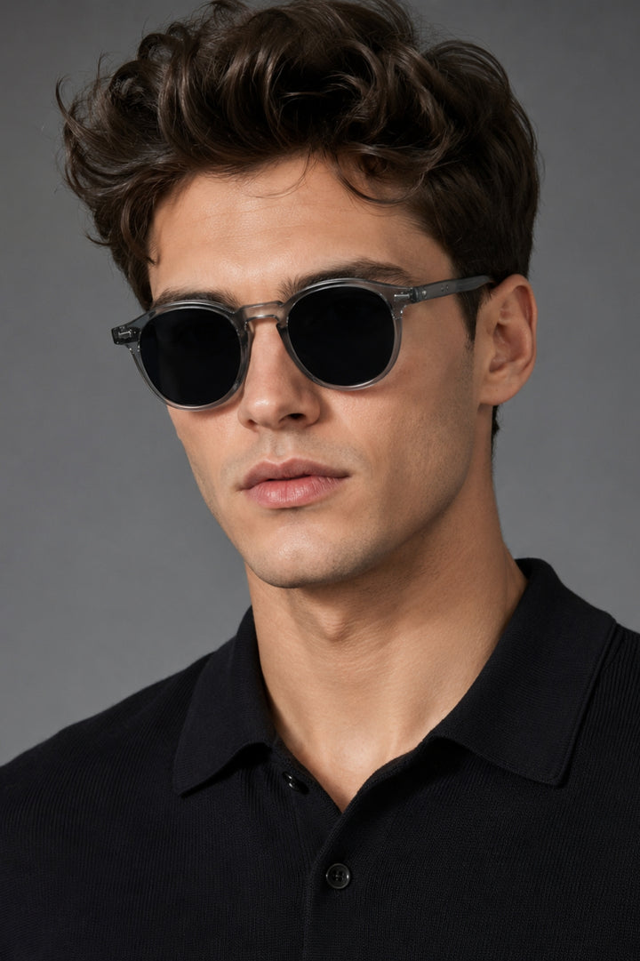Herren-Sonnenbrille mit runder Passform | Leichter Rahmen und Retro-Schildpatt-Design