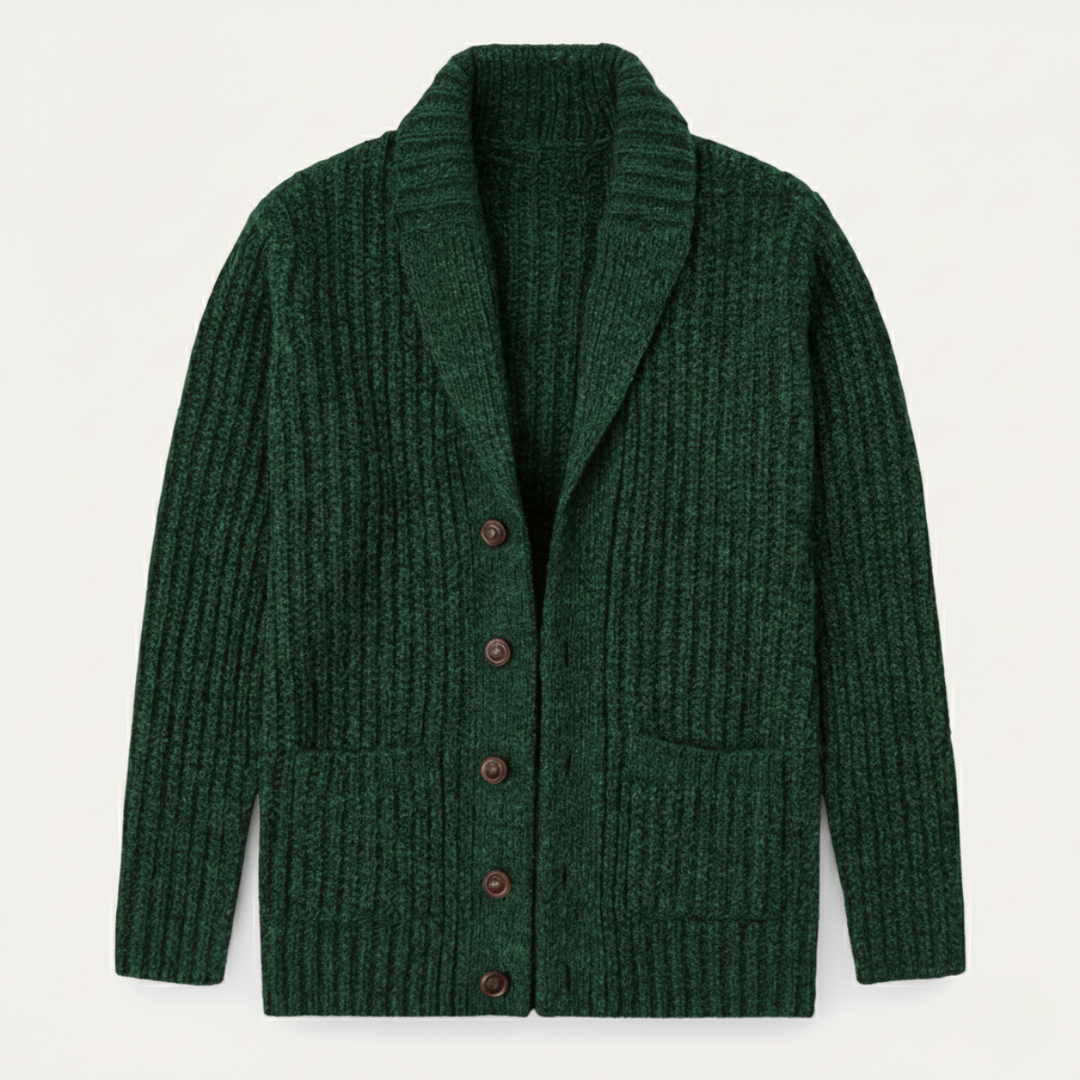 Adelbert | Klassische Strickjacke mit Schalkragen und Strukturmuster