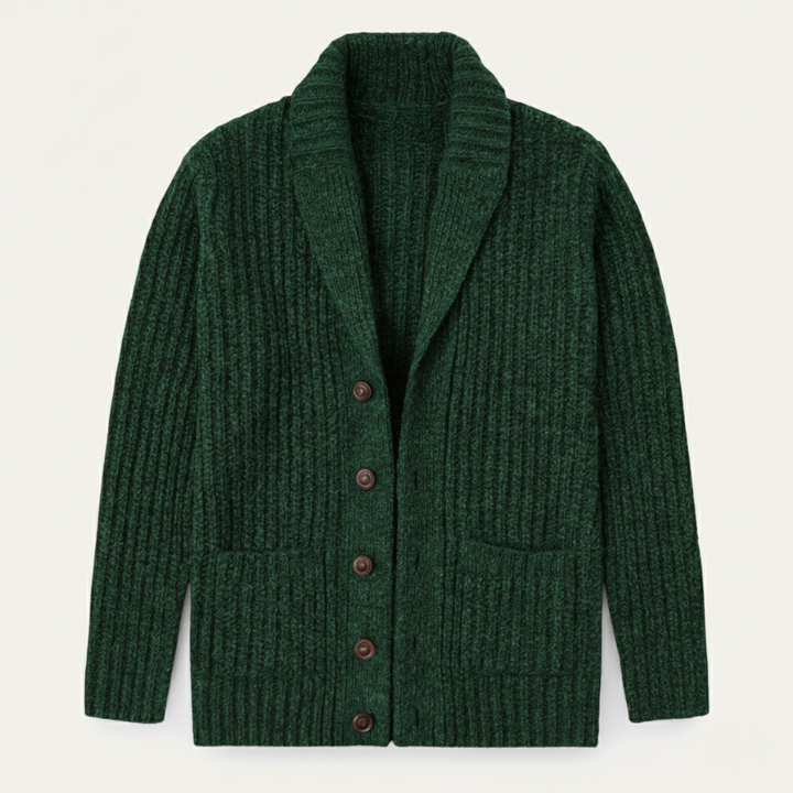 Adelbert | Klassische Strickjacke mit Schalkragen und Strukturmuster