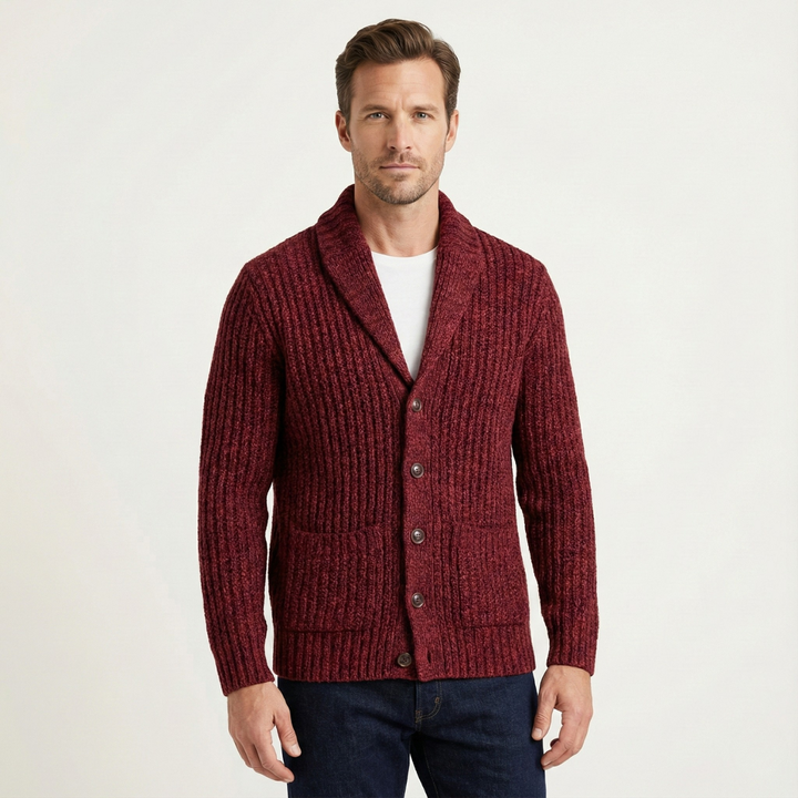 Adelbert | Klassische Strickjacke mit Schalkragen und Strukturmuster