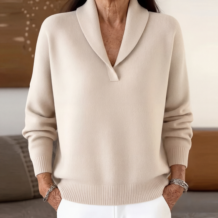Esther | Damen Klassischer Schalkragen Strickpullover