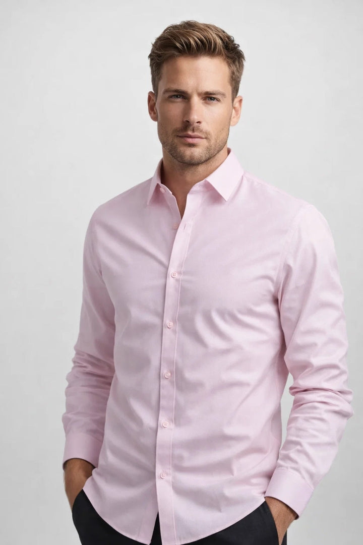 Slim Fit Herrenhemd | Hellrosa | Langarm | Business Casual Stil