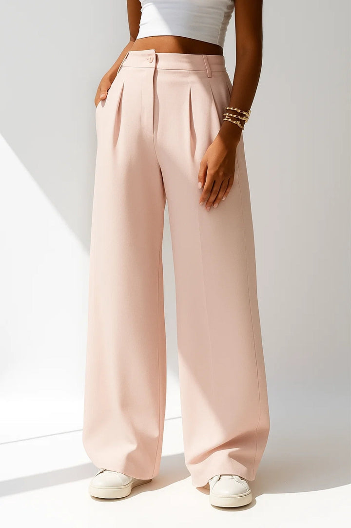 Damenhose | Hohe Taille &amp; weiter Schnitt | Rosé