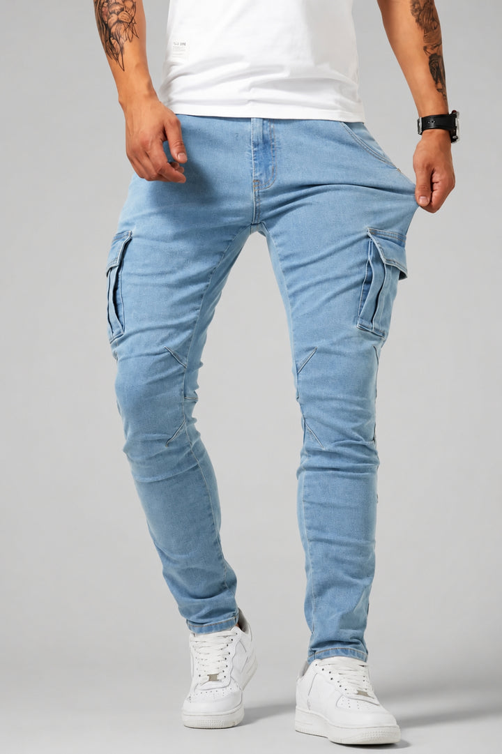Herren-Cargo-Jeans | Schlanke Passform | Mehrere Taschen &amp; Stretch | Lässig