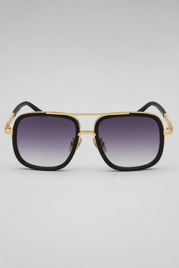 Herren sonnenbrille | Doppelter Steg &amp; goldene Akzente | Klassisch &amp; stilvoll