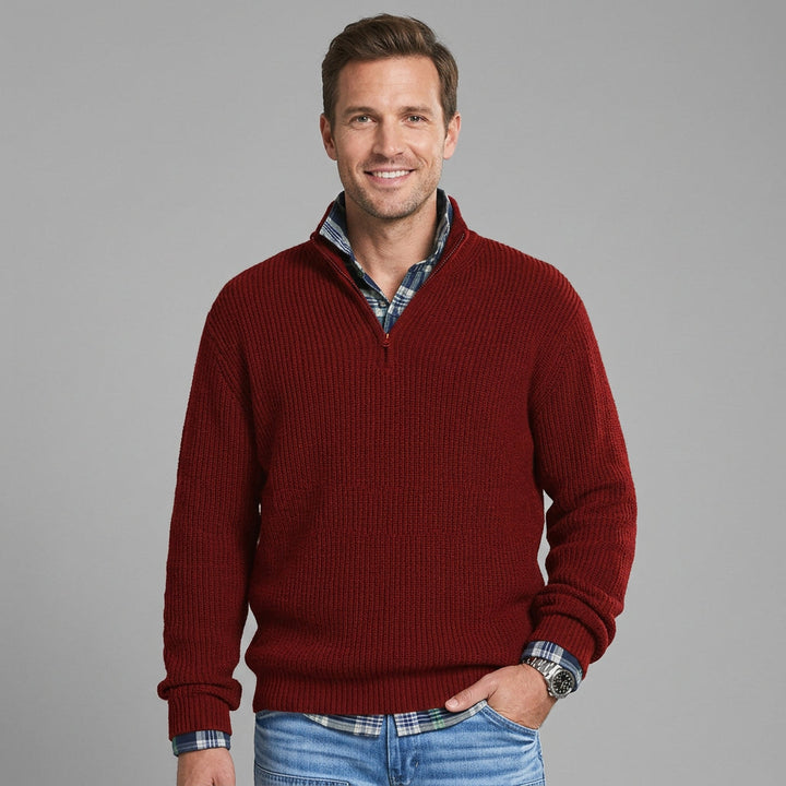 Baldur | Herren Rippstrickpullover mit Reißverschluss