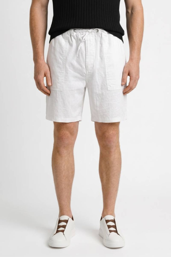 Herren-Cargo-Shorts | Elastischer Bund &amp; Taschen | Weiß