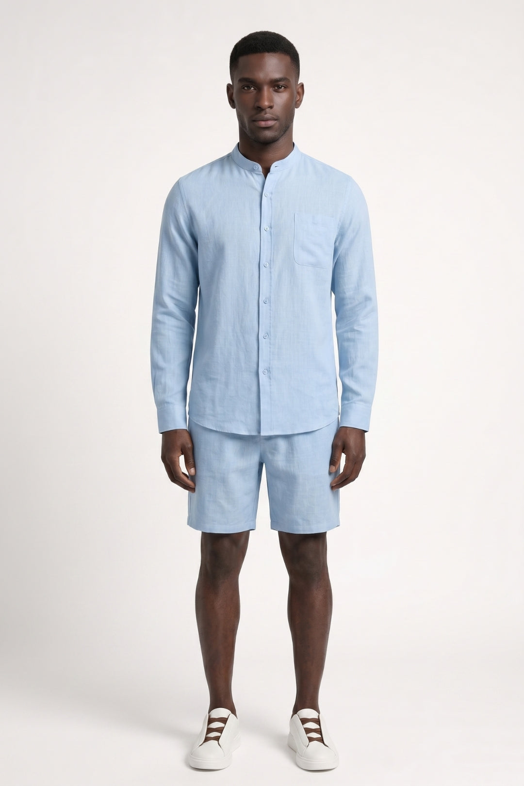 Elegantes, lässiges Herren-Set | Hemd mit Knopfleiste | Passende Shorts | Sommerlook