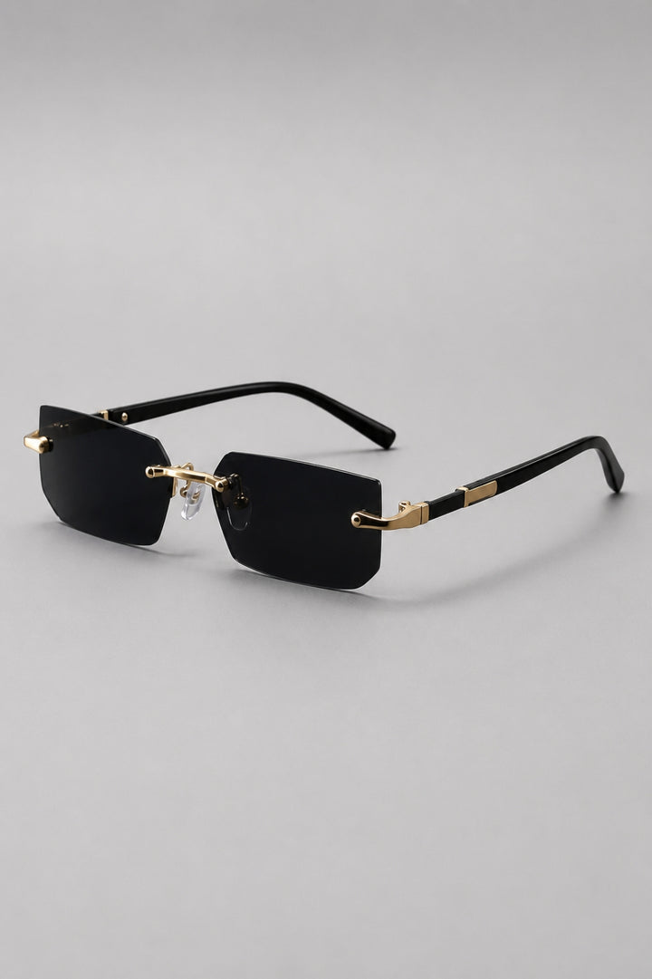 Herrenbrille im randlosen Stil | Getönte rechteckige Gläser und Vintage-Look
