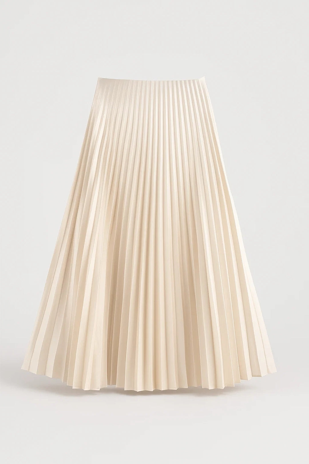 Damen Plisseerock Lang Ecru | Hohe Taille | Elegant &amp; Vielseitig | Übergangszeit