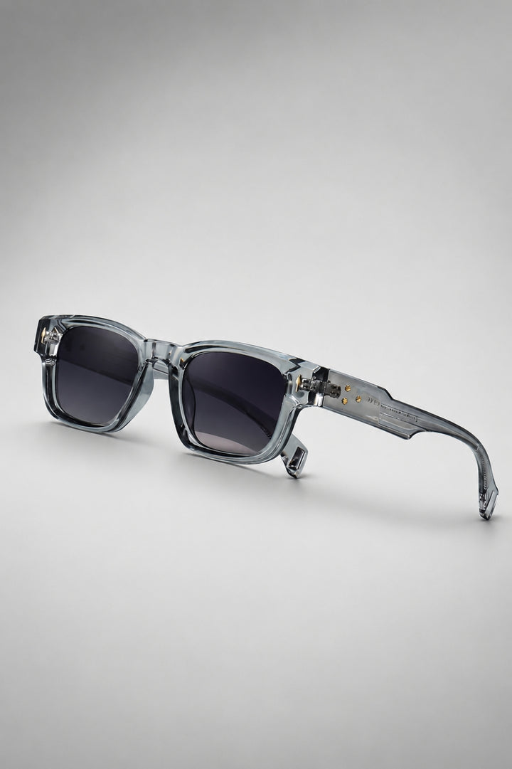 Herren-Sonnenbrille mit rechteckiger Passform | Polarisierte Gläser, UV400 und grauer Rahmen in Acetat-Optik