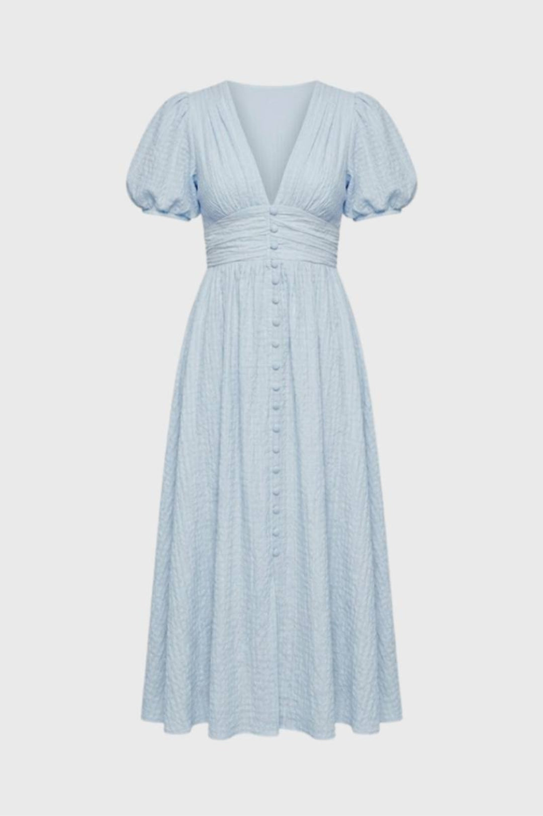 Sommer Midi-Kleid Damen | Betonte Taille | Puffärmel | Feminin &amp; Elegant