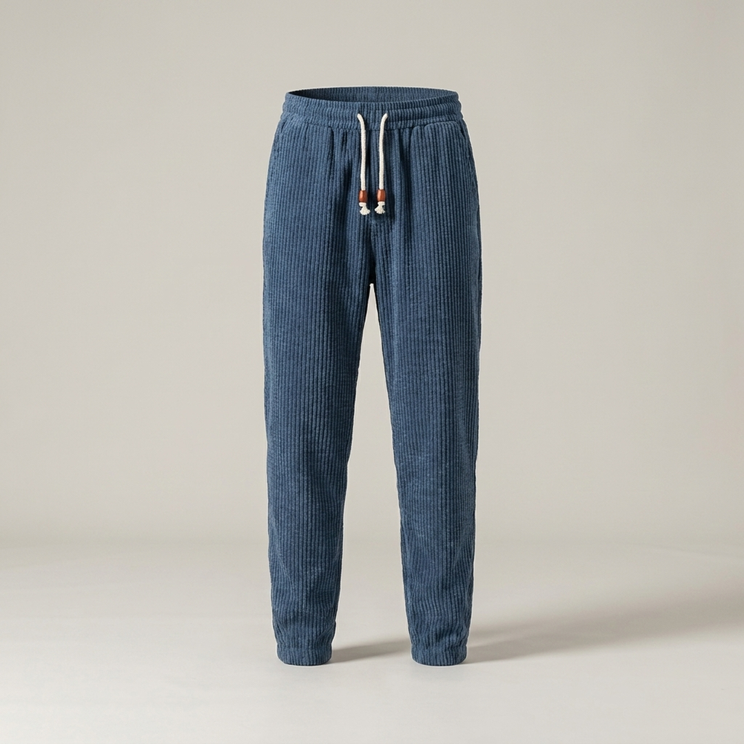 Zeno | Herren Gerippte Freizeithose mit Kordelzug