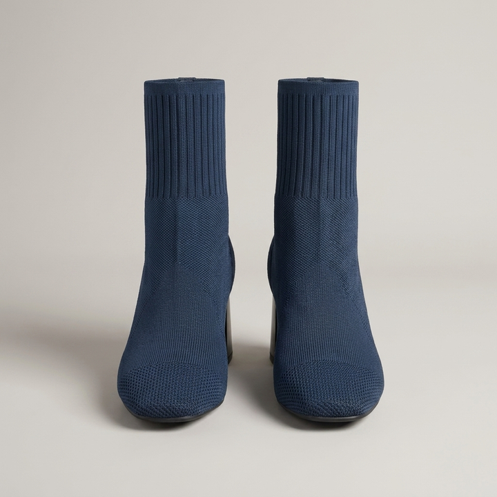 Maria | Damen Strickstiefeletten mit Blockabsatz
