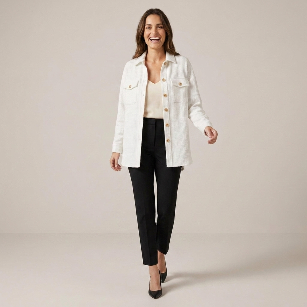 Burglind | Damen mit Knopfleiste und Brusttaschen Hemdblusenjacke