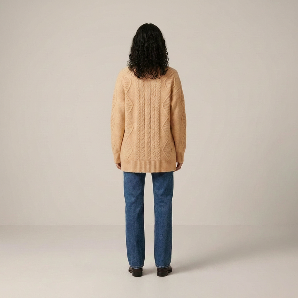 Dagmar | Damen Zopfstrickjacke mit Knopfleiste