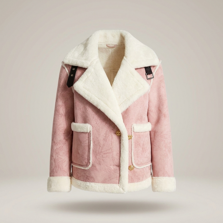 Gerlindis | Damen mit Reverskragen und Teddybesatz Kurzjacke