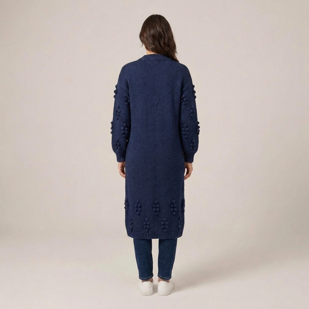 Diana | Damen Noppenmuster Long Strickjacke
