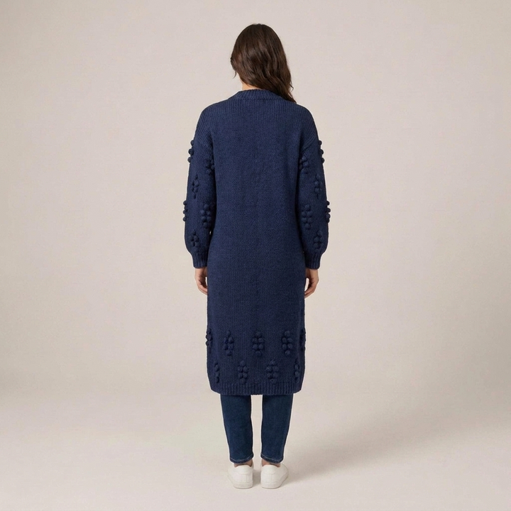 Diana | Damen Noppenmuster Long Strickjacke